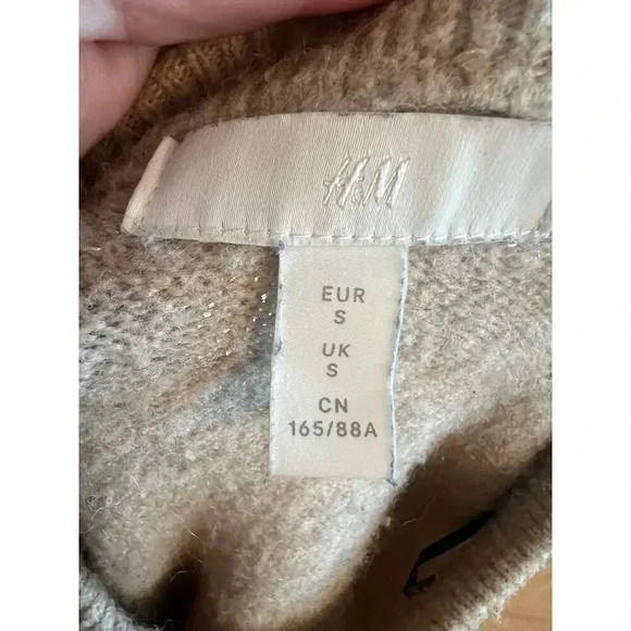 H&M colorbloc knit  sweater tan size small - Picture 6 of 6